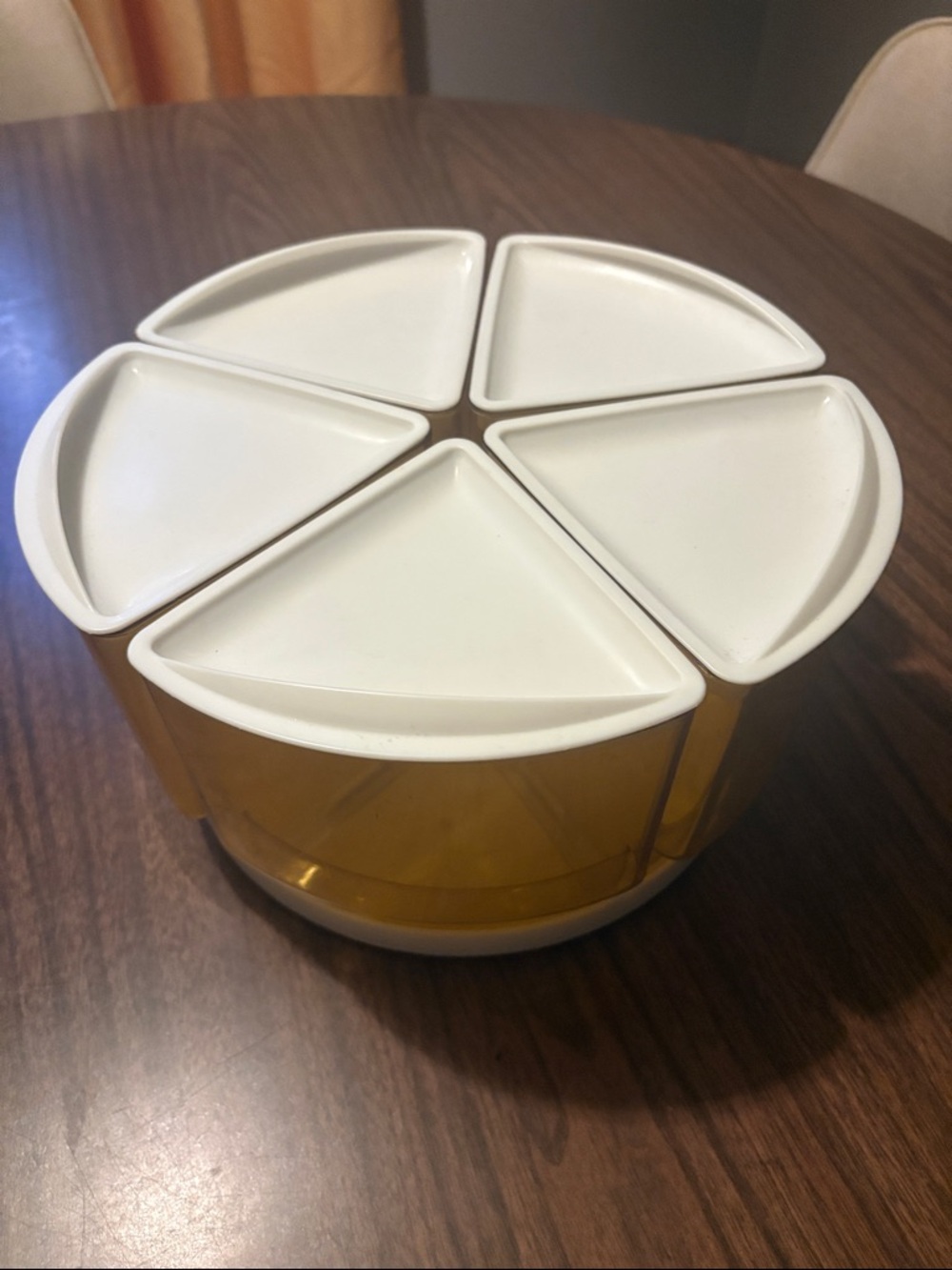 VTG Rubbermaid Wedge Triangle Amber Canister w Lazy Susan 5pc Set